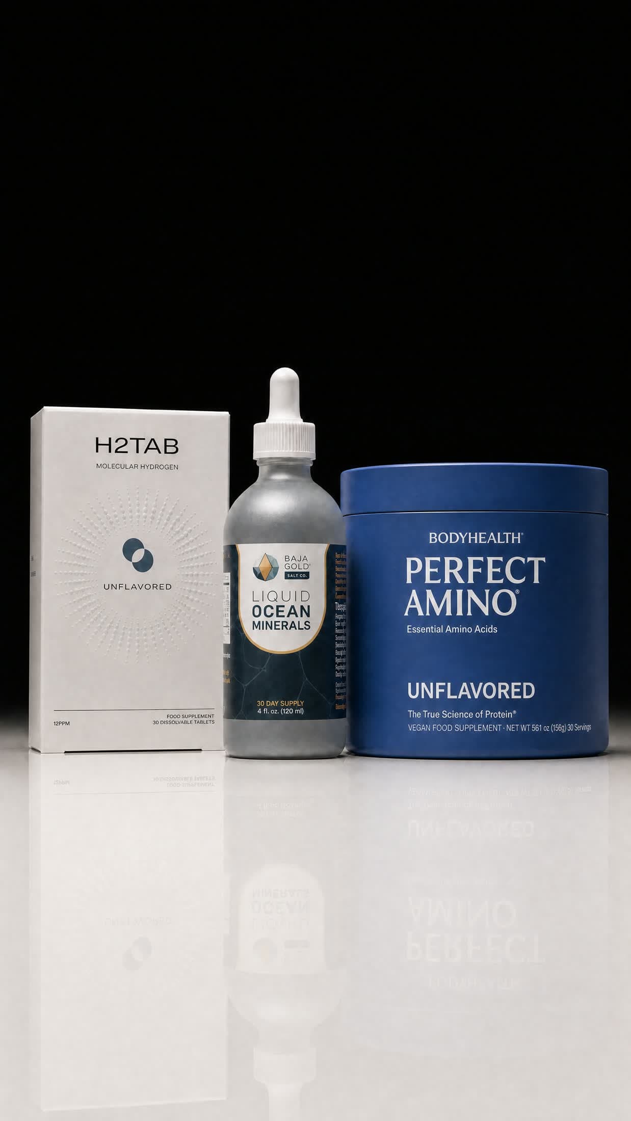 Gary Brecka Essentials bundle — Liquid Ocean Minerals, H2Tab and PerfectAmino Powder