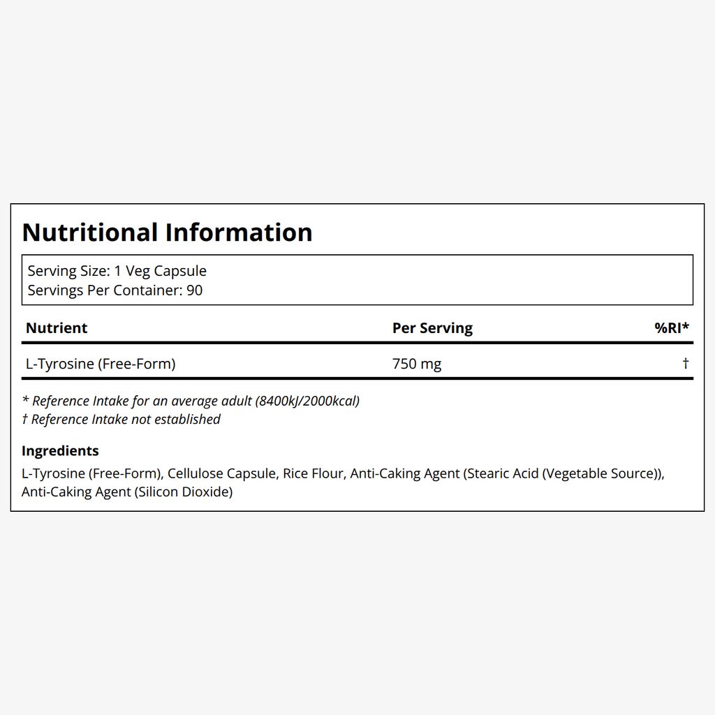 L-Tyrosine 750mg Extra Strength - Image 2