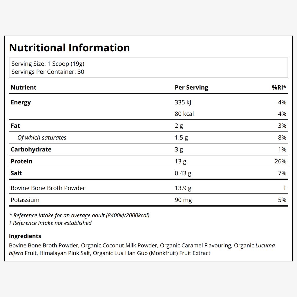 100% Grass Fed Bone Broth Protein Powder - Salted Caramel - Image 2