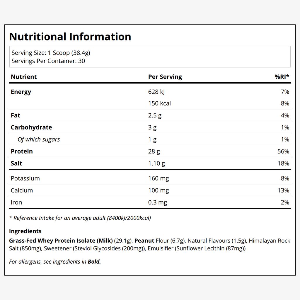 Grass Fed Whey Isolate - Vanilla Peanut Butter - Image 2