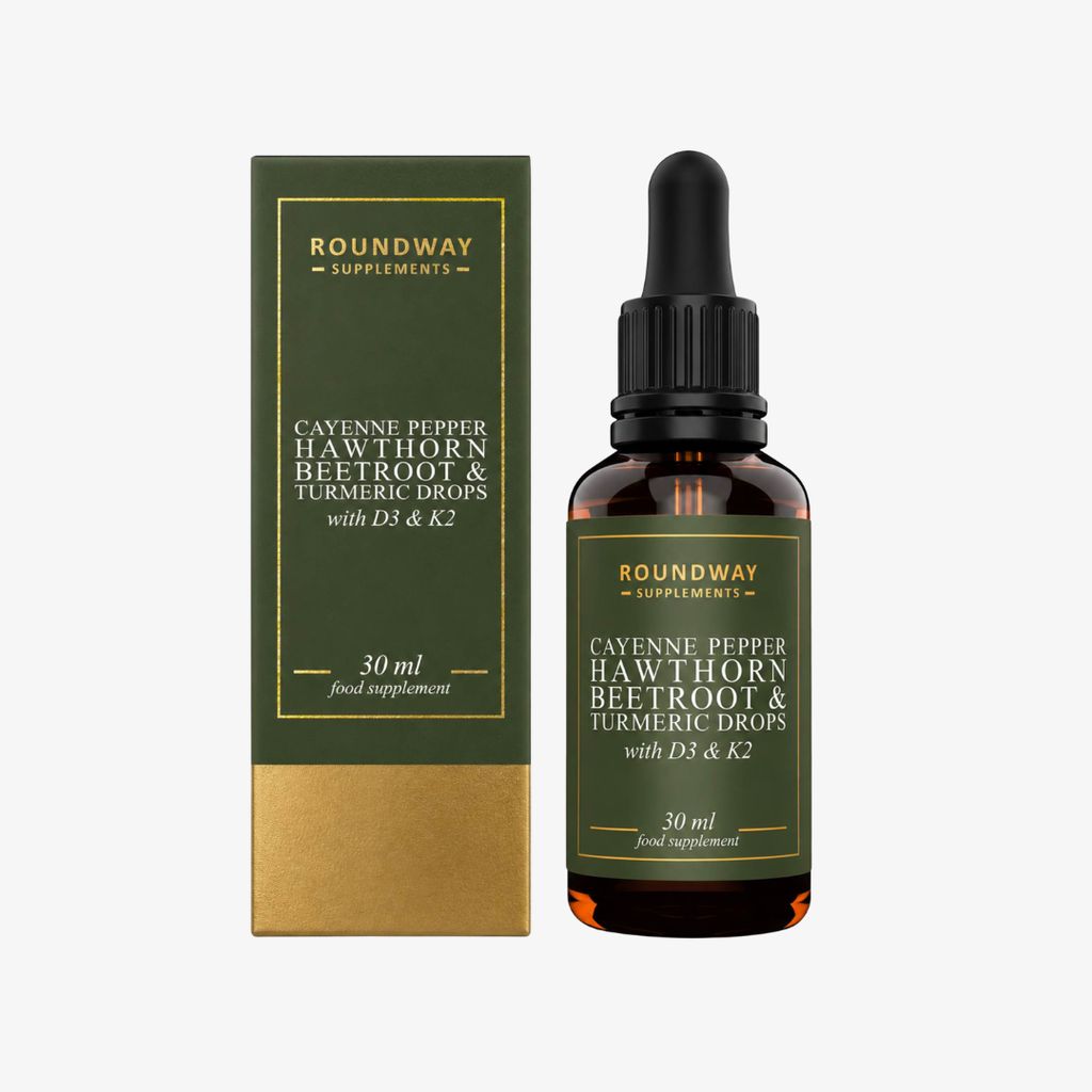 Cayenne Pepper, Hawthorn, Beetroot & Turmeric Drops with D3 & K2 - Image 1