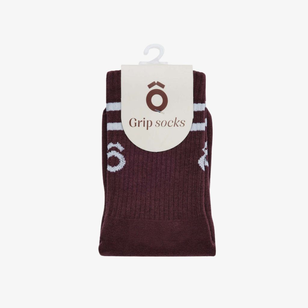 ÔWEAR Crew Sporty Stripes Pilates Grip Socks - Magenta