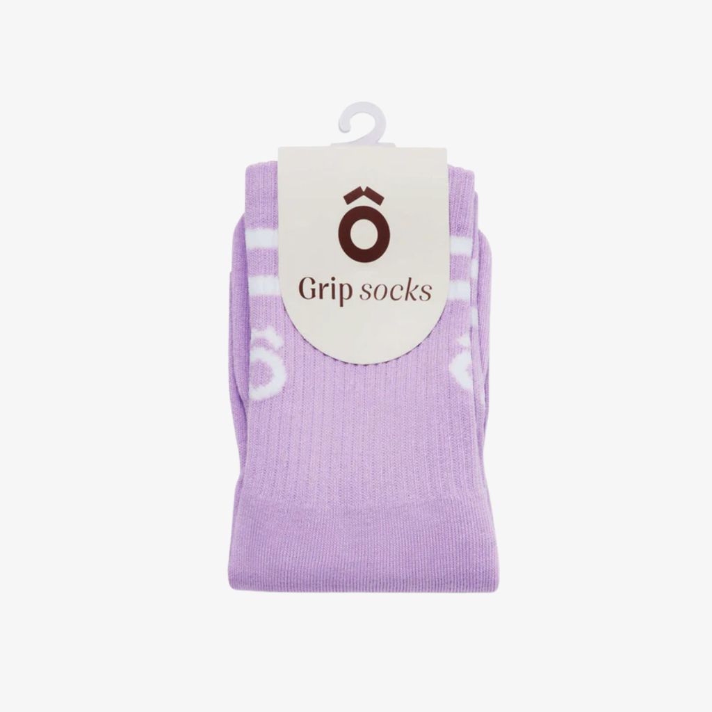 ÔWEAR Crew Sporty Stripes Pilates Grip Socks - Thistle