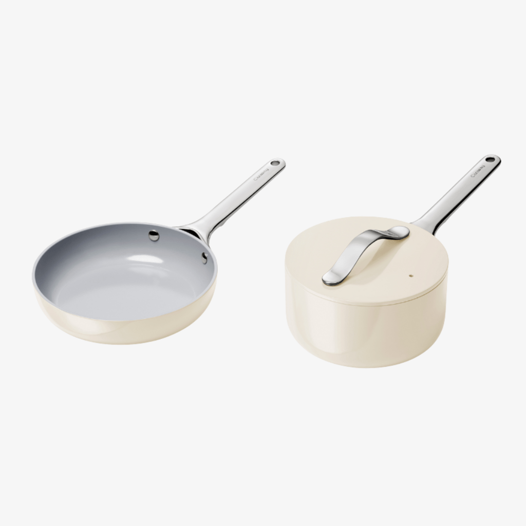 Non-Stick Ceramic Mini Fry Pan and Mini Sauce Pan Duo Cream