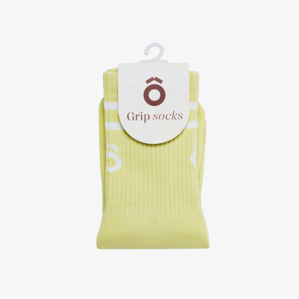 ÔWEAR Crew Sporty Stripes Pilates Grip Socks - Icterine Green