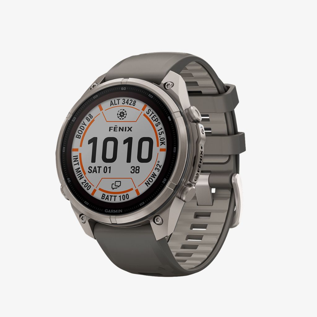 fenix 9 Pro, inReach, Solar, 47mm Titanium with Pebble Grey/Silver Grey Band