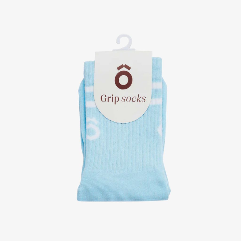 ÔWEAR Crew Sporty Stripes Pilates Grip Socks - Celestial Blue
