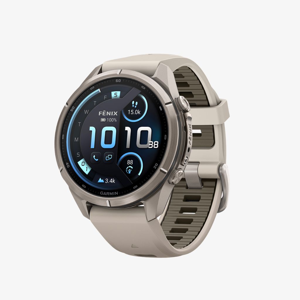 fenix 9 Pro, inReach, 43mm Titanium with Fog Grey/Dark Sandstone Band
