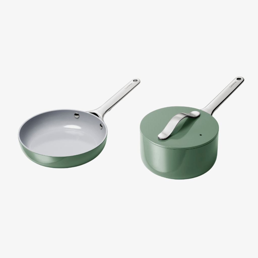 Non-Stick Ceramic Mini Fry Pan and Mini Sauce Pan Duo Sage