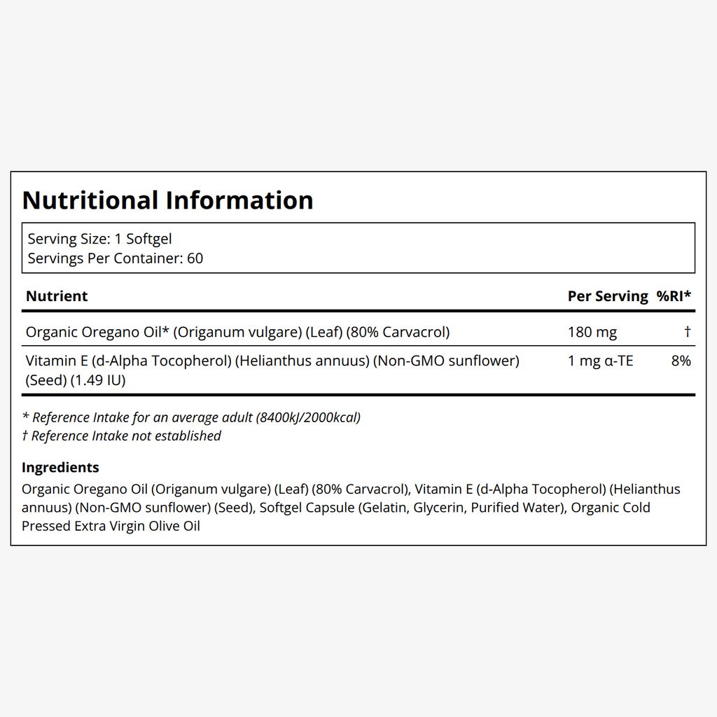 Oregano Oil with Vitamin E Extra Strength 80% Carvacrol - Image 2