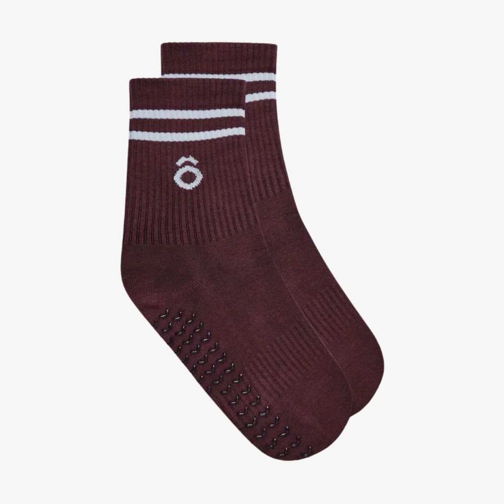 ÔWEAR Crew Sporty Stripes Pilates Grip Socks - Magenta - Image 2
