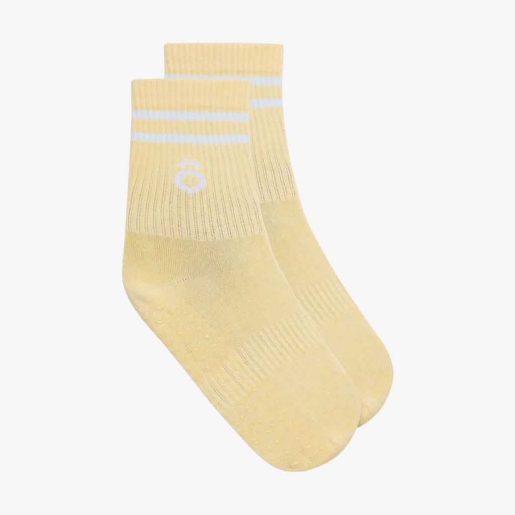 ÔWEAR Crew Sporty Stripes Pilates Grip Socks - Yellow - Image 2