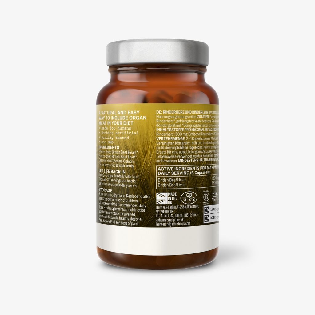 Grass Fed British Beef Heart & Liver Capsules - Image 3