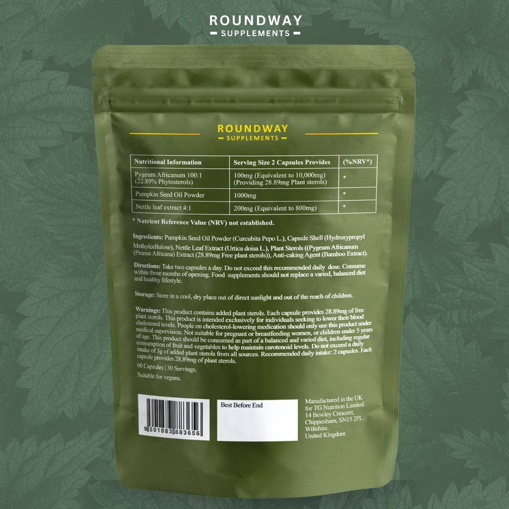 Pumpkin Seed Oil, Pygeum Africanum & Nettle Leaf Capsules - Image 2