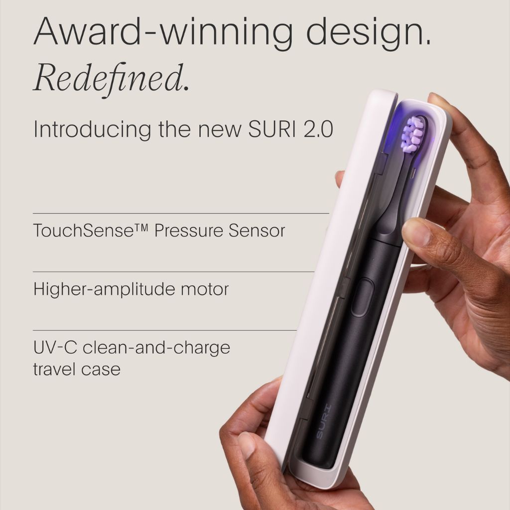 SURI 2.0 Sonic Electric Toothbrush with UV Cleaning Travel Case - Midnight Black