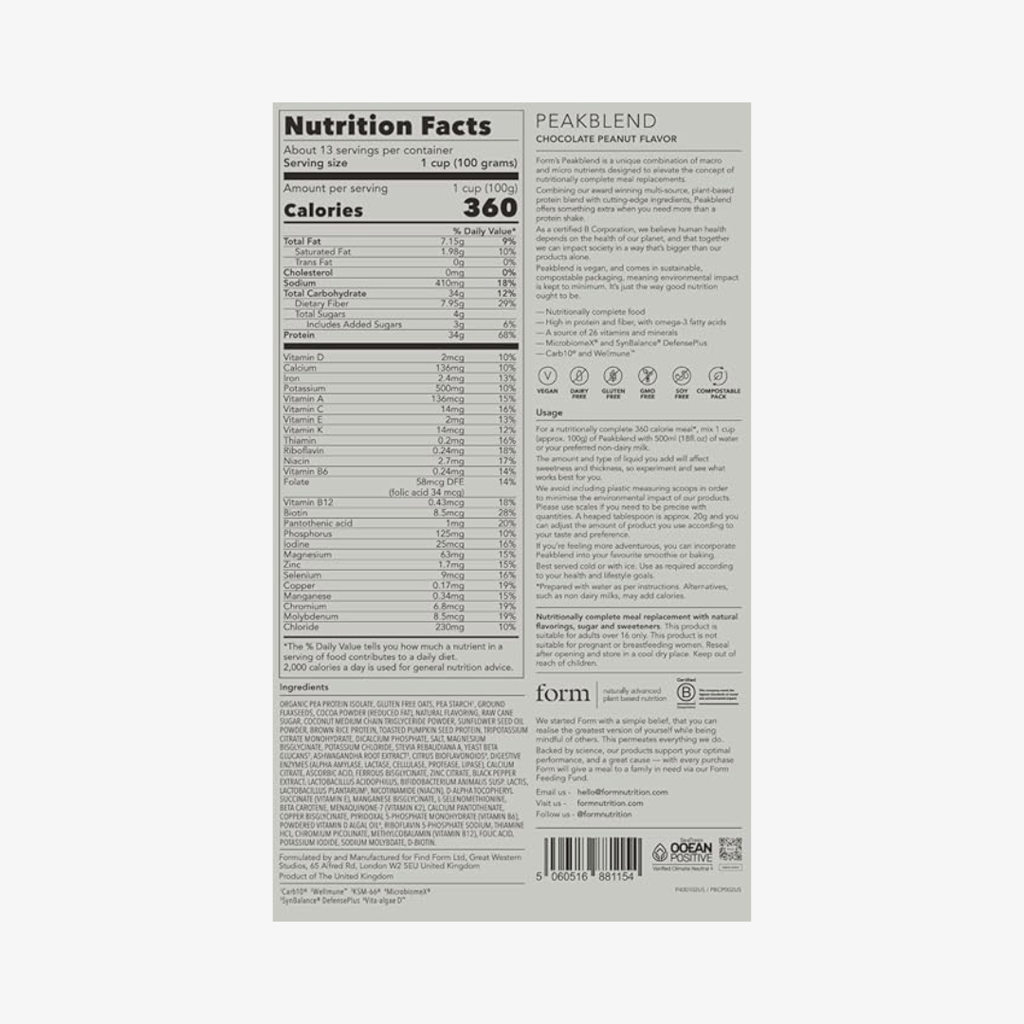 Peakblend - Vegan Meal Replacement - Chocolate Peanut - Image 2