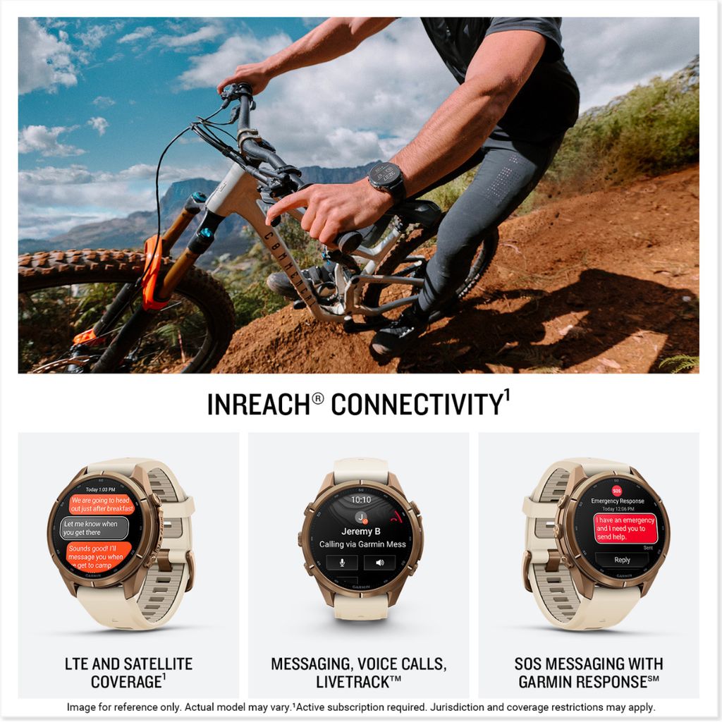 fenix 9 Pro, inReach, 43mm Autumn Gold Titanium with Cream/French Grey Band - Image 3