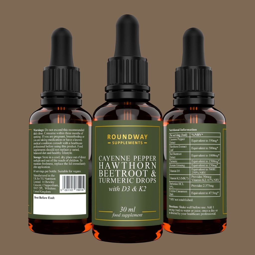 Cayenne Pepper, Hawthorn, Beetroot & Turmeric Drops with D3 & K2 - Image 3