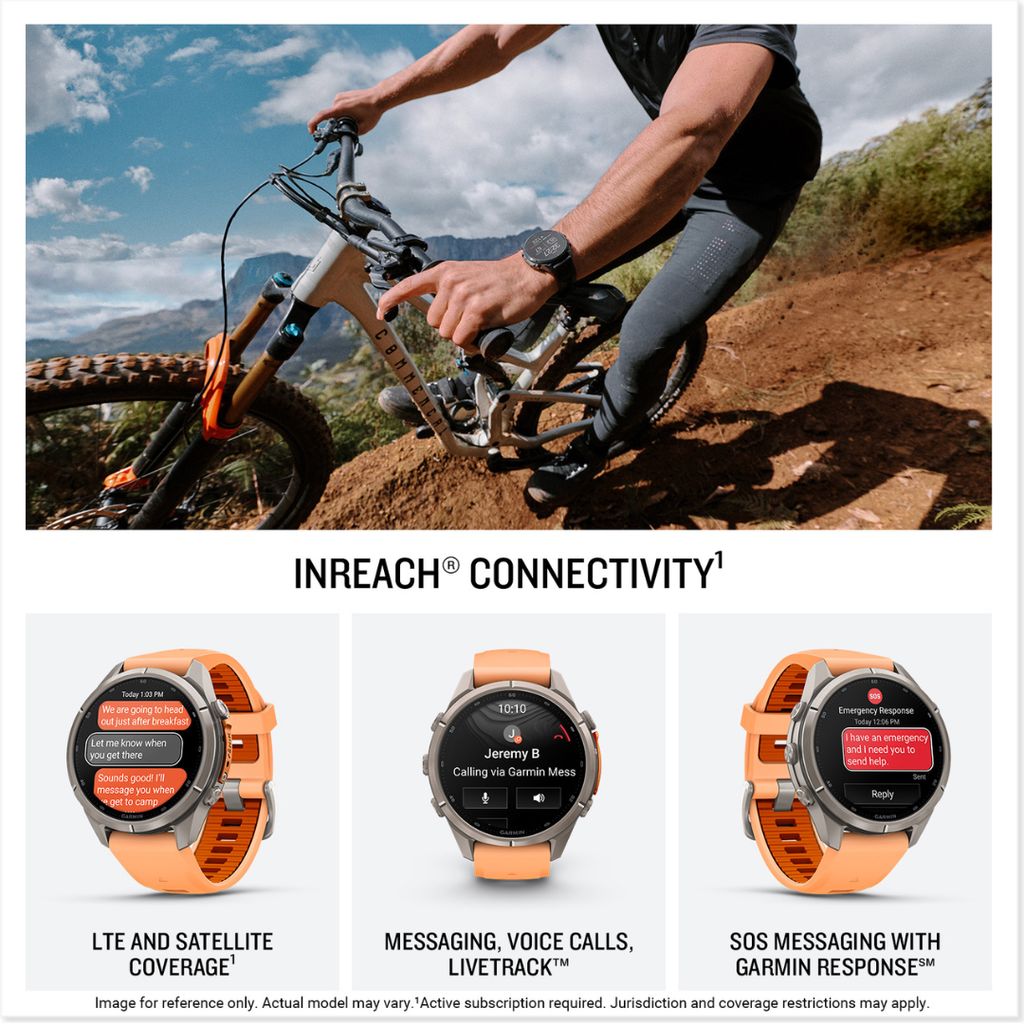 fenix 9 Pro, inReach, 43mm Titanium with Shell Pink/Autumn Orange Band - Image 3