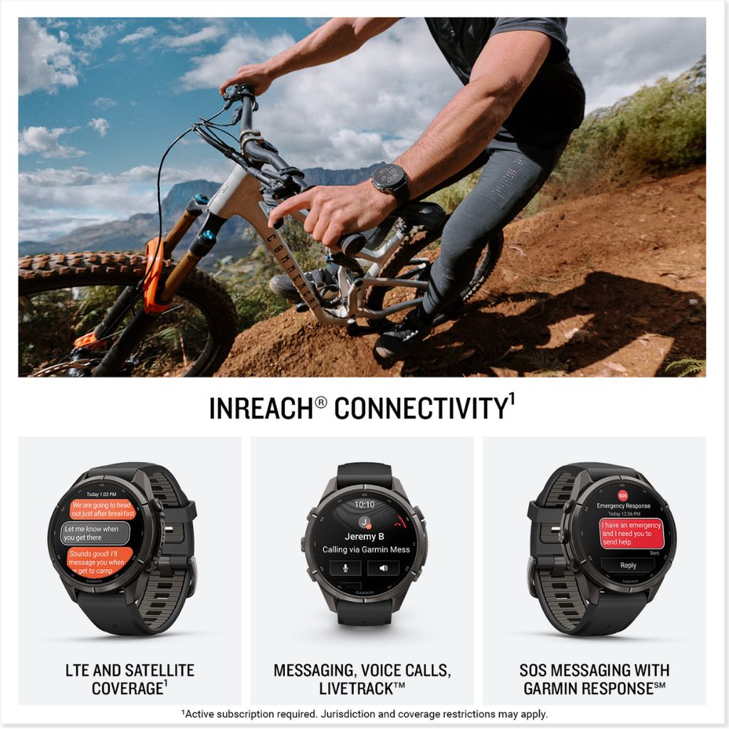 fenix 9 Pro, inReach, 43mm Carbon Grey DLC Titanium with Black/Pebble Grey Band - Image 3