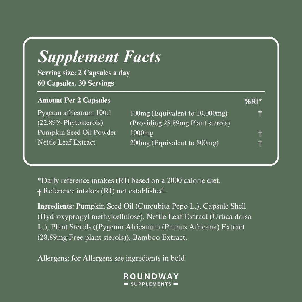 Pumpkin Seed Oil, Pygeum Africanum & Nettle Leaf Capsules - Image 3