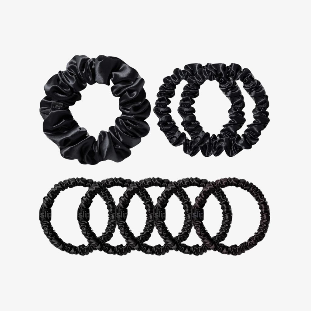 Pure Silk Assorted Scrunchies Mega Set - Black
