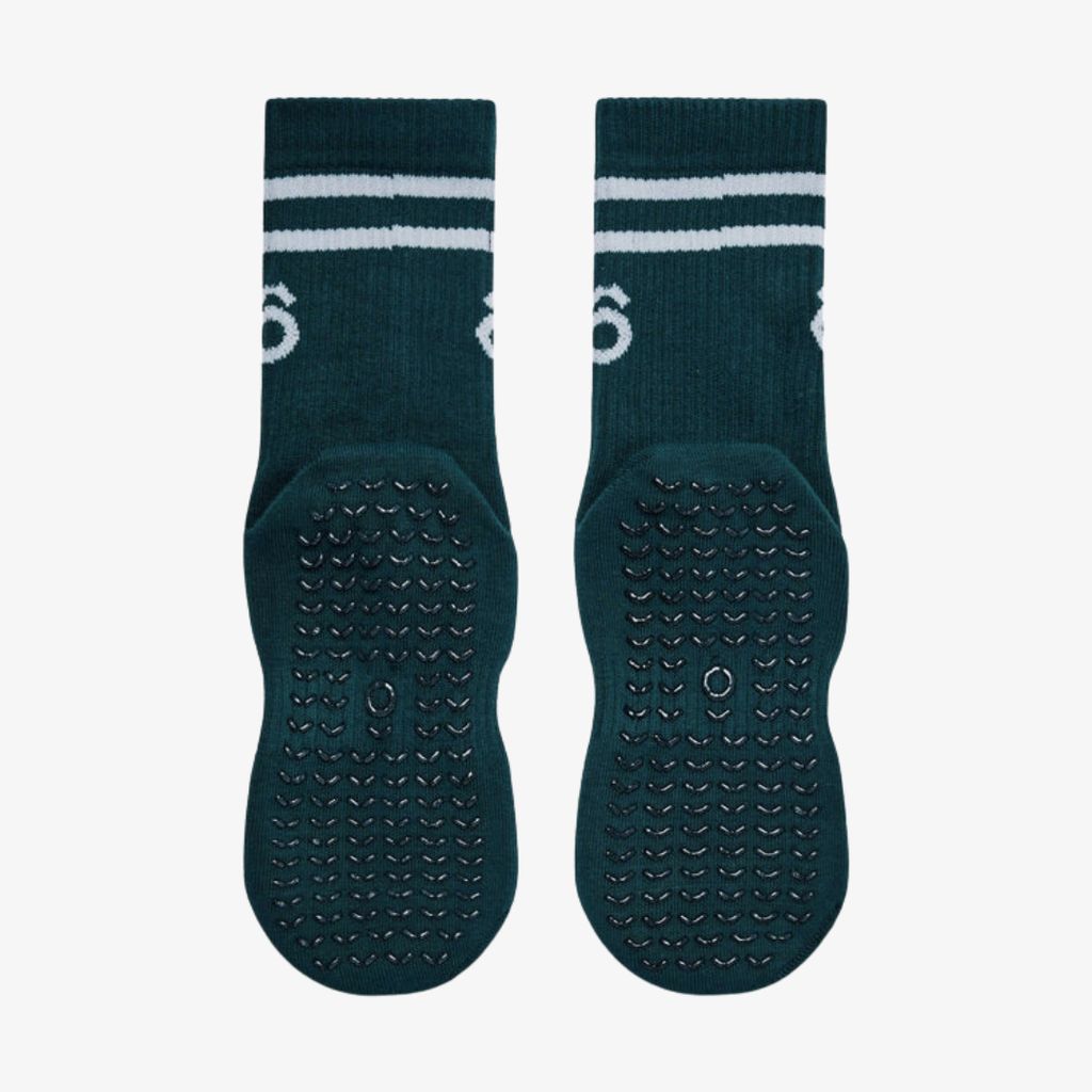 ÔWEAR Crew Sporty Stripes Pilates Grip Socks - Forest Green - Image 4