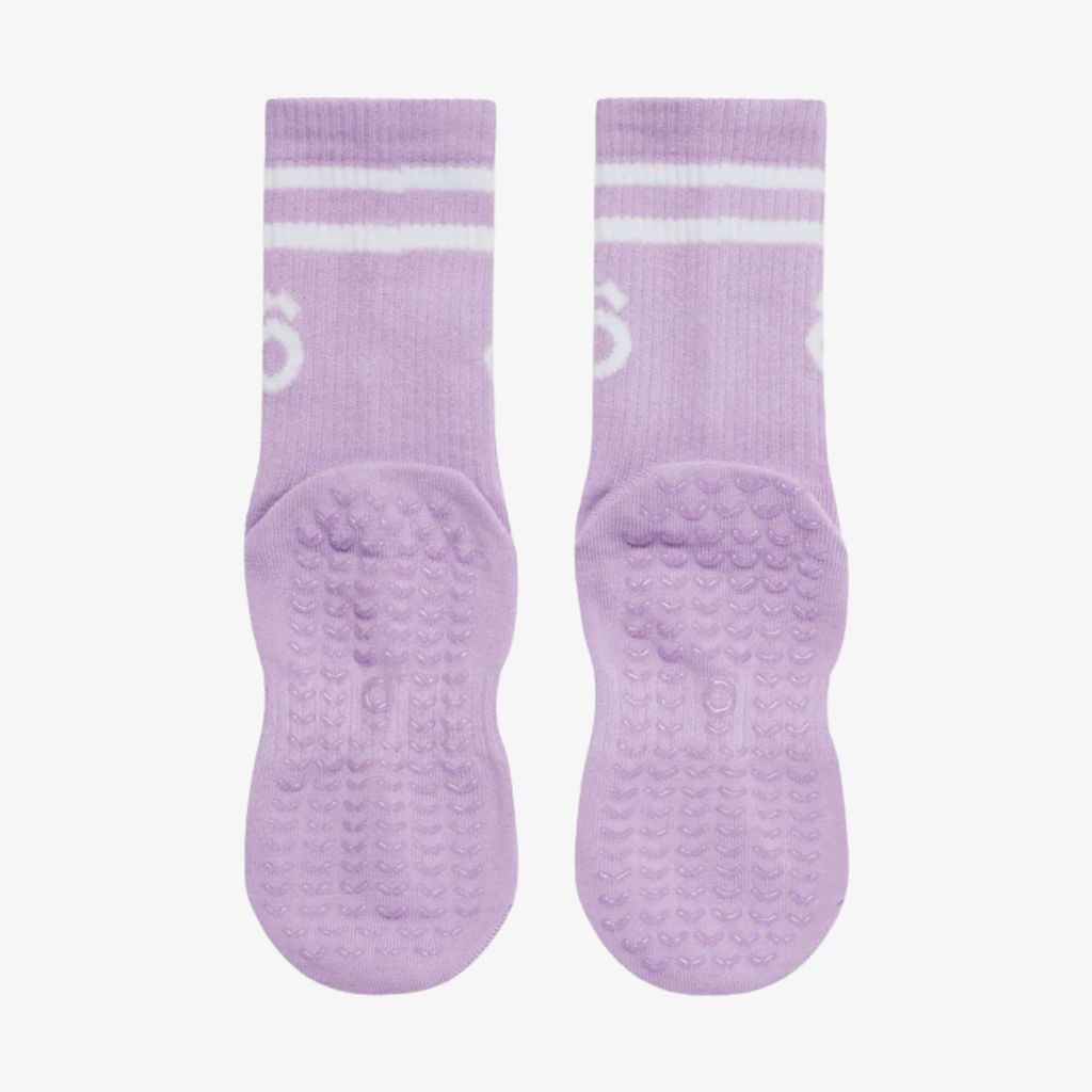 ÔWEAR Crew Sporty Stripes Pilates Grip Socks - Thistle - Image 4