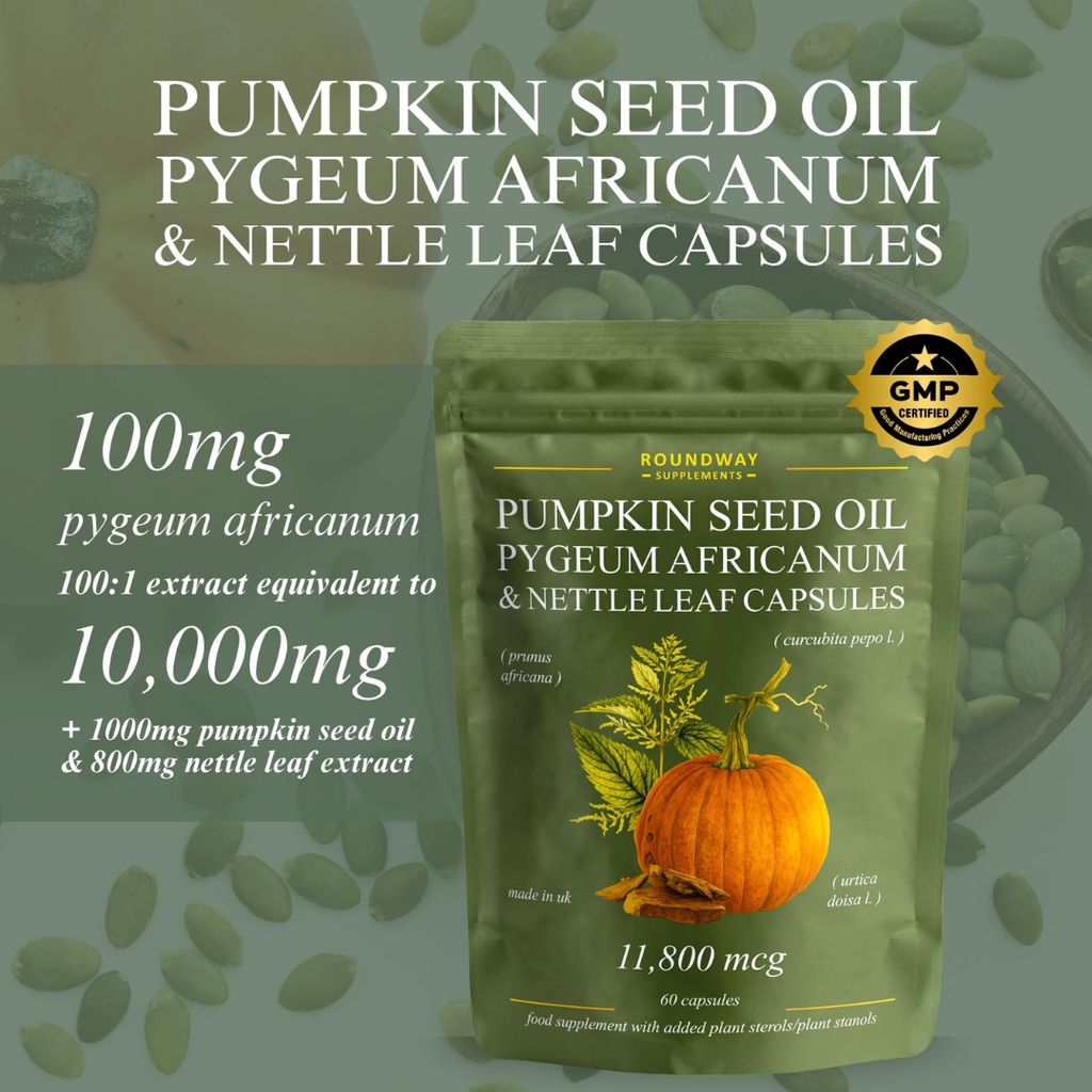 Pumpkin Seed Oil, Pygeum Africanum & Nettle Leaf Capsules - Image 4