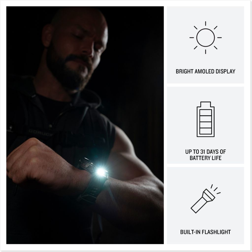 fenix 9 Pro, inReach, 51mm Carbon Grey DLC Titanium with Black/Pebble Grey Band - Image 4