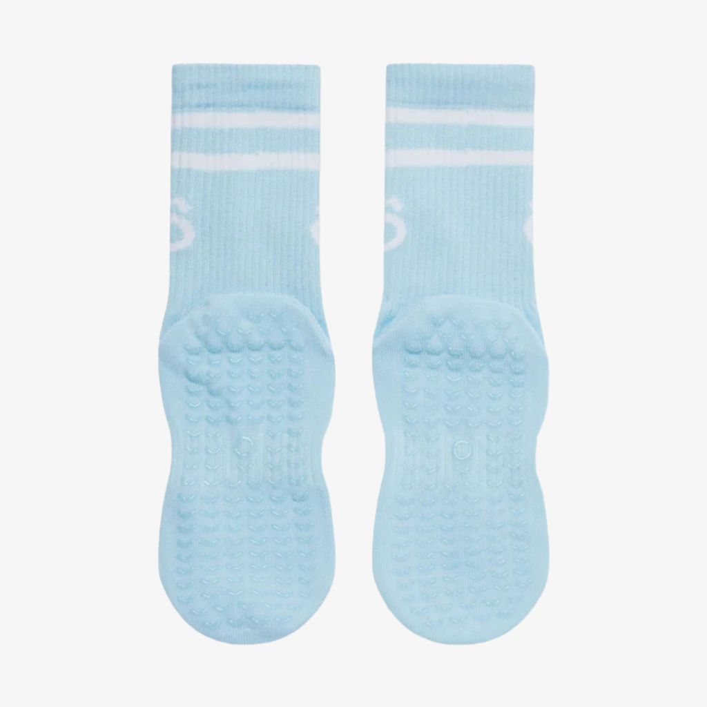 ÔWEAR Crew Sporty Stripes Pilates Grip Socks - Celestial Blue - Image 4