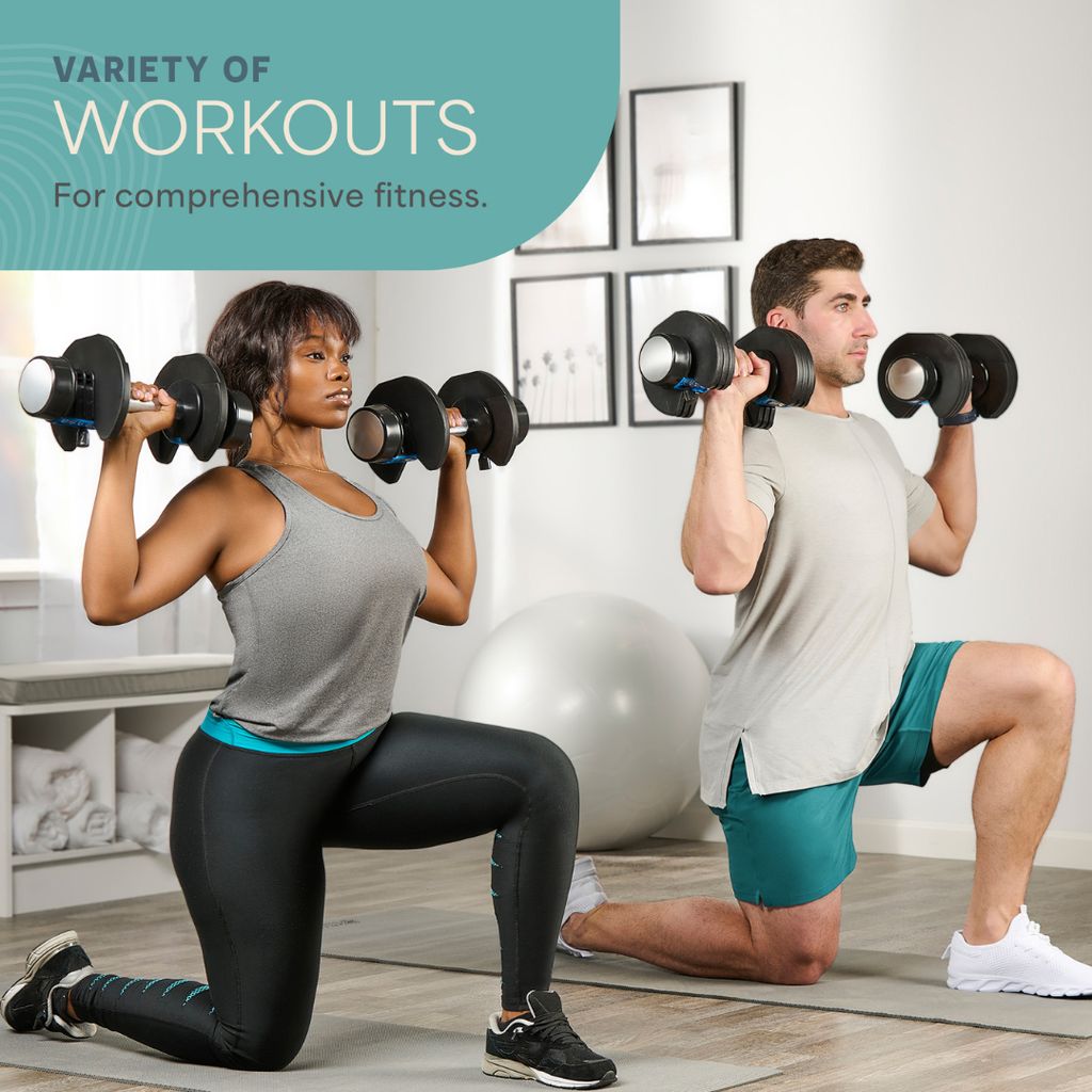 PowerFlow Plus 2 Dumbbells (2.2–11 kg Adjustable Set) - Black - Image 3