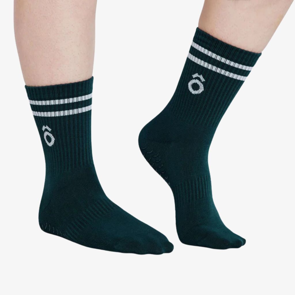 ÔWEAR Crew Sporty Stripes Pilates Grip Socks - Forest Green - Image 5