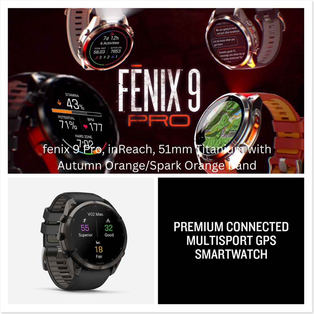 fenix 9 Pro, inReach, 51mm Titanium with Graphite/Black Band - Image 6