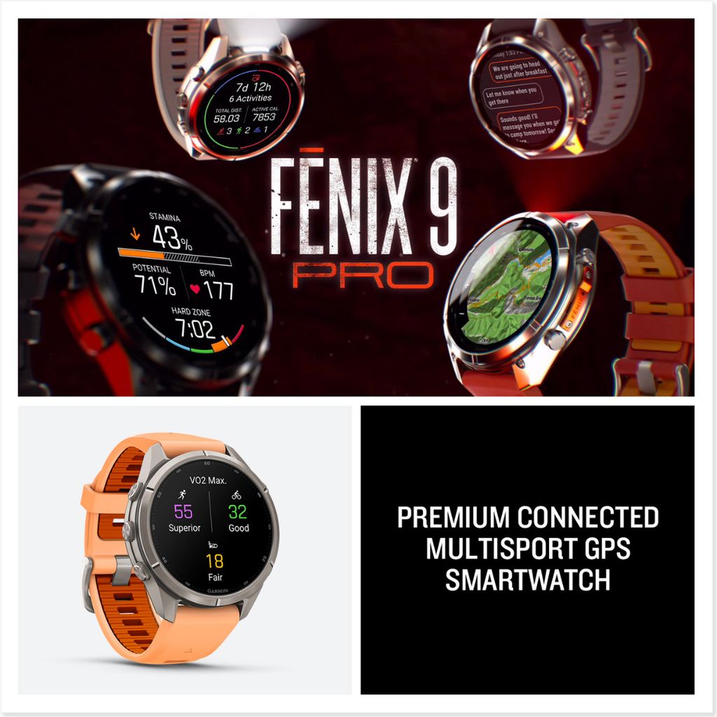 fenix 9 Pro, inReach, 43mm Titanium with Shell Pink/Autumn Orange Band - Image 6