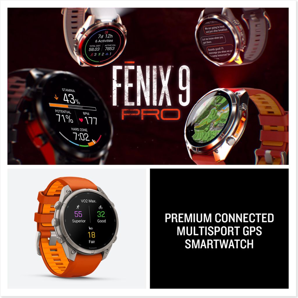 fenix 9 Pro, inReach, 47mm Titanium with Autumn Orange/Spark Orange Band - Image 6