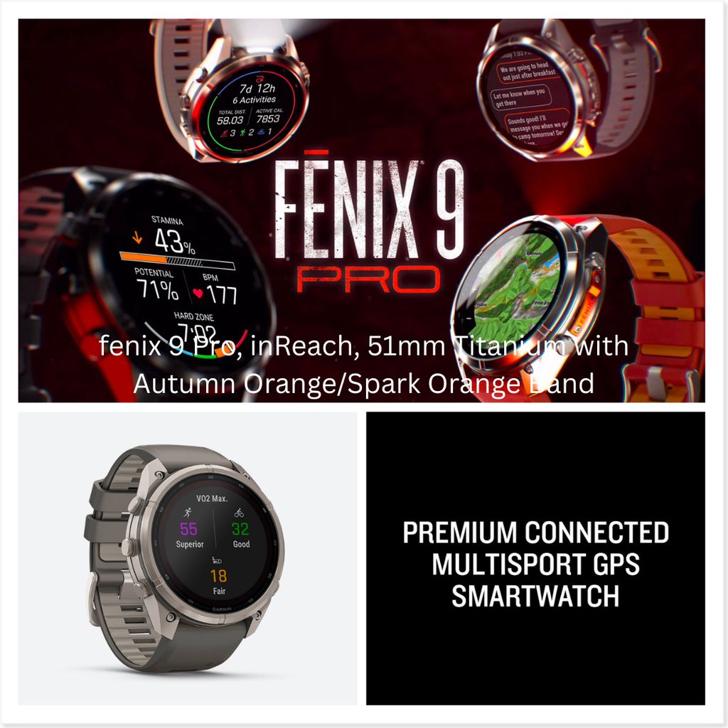 fenix 9 Pro, inReach, Solar, 51mm Titanium with Pebble Grey/Silver Grey Band - Image 6