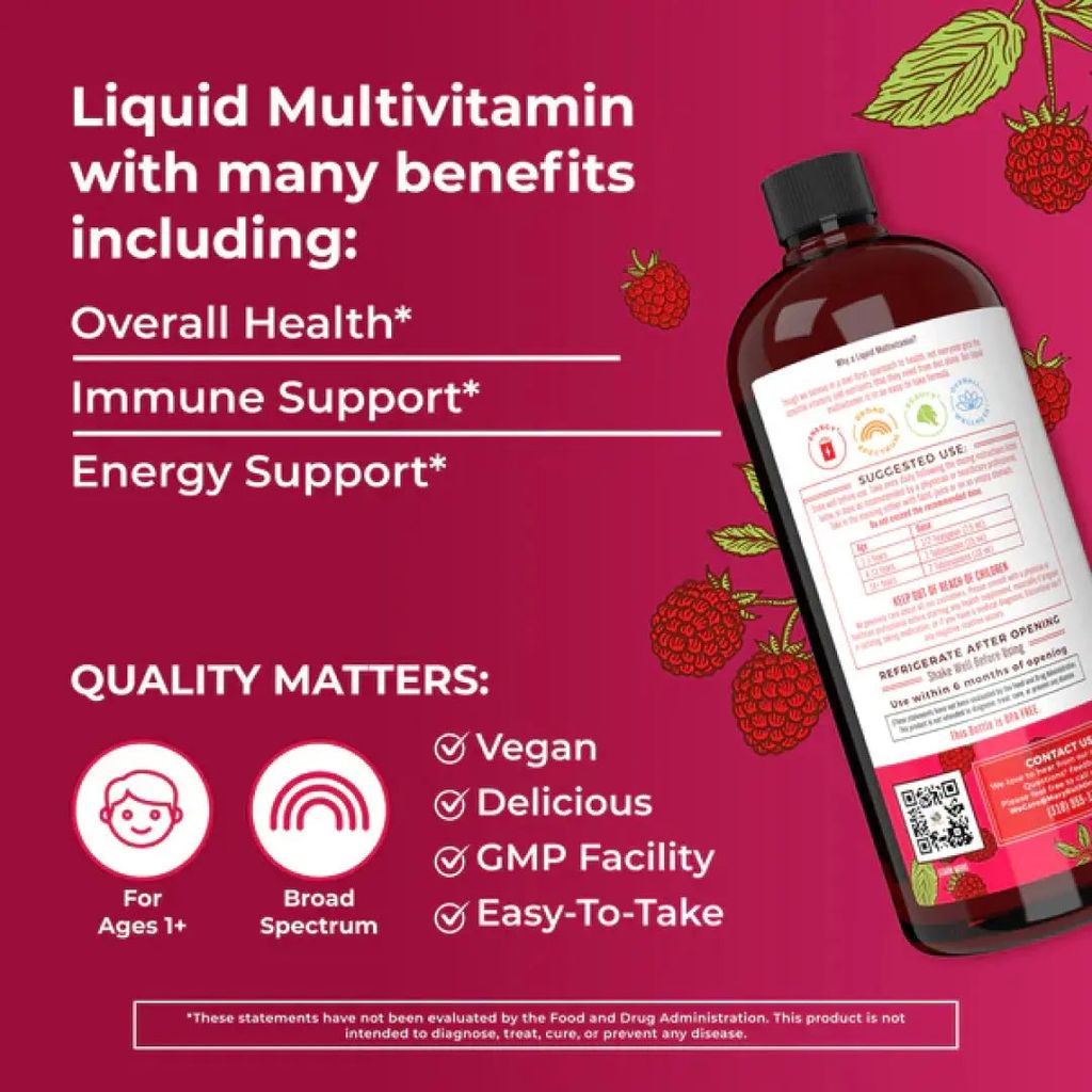 Buy 1, Get 1 Free - Liquid Morning Multivitamin - Raspberry - Image 3