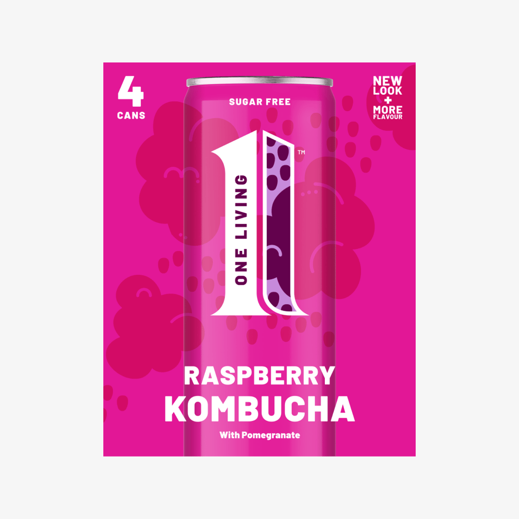 Raspberry Kombucha with Pomegranate - 4 pack - Image 1