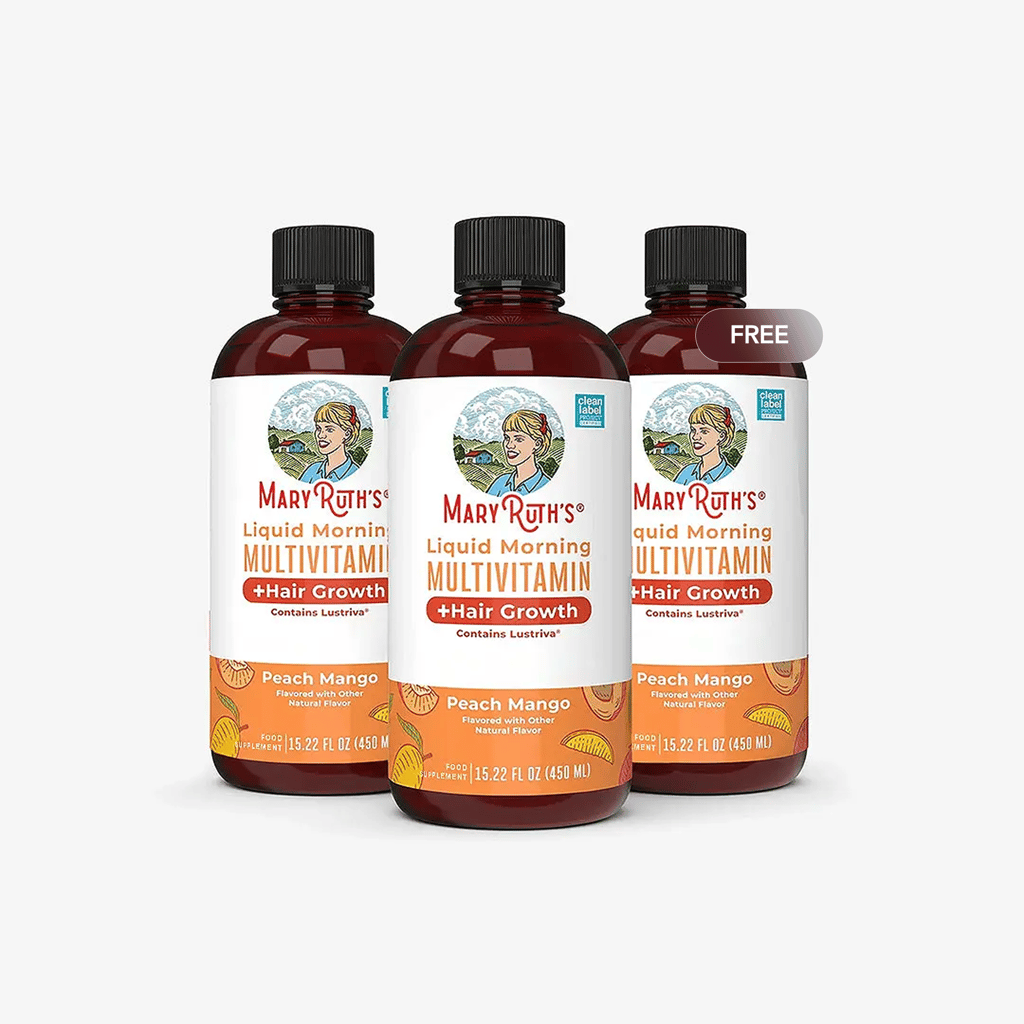 Buy 2, Get 1 Free - Liquid Morning Multivitamin + Hair Growth - Peach Mango