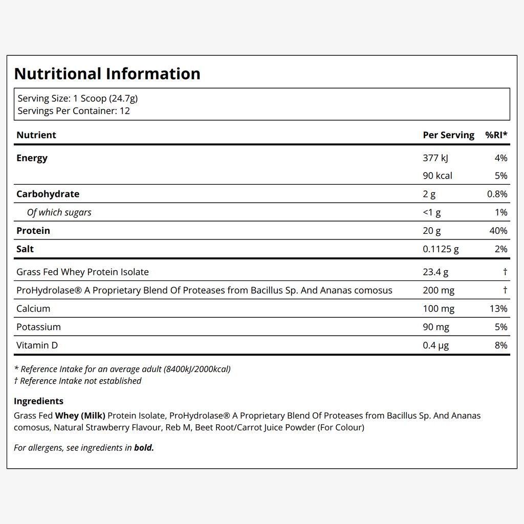 Grass-Fed Whey Protein Isolate Powder Tub - Limited Edition Strawberry - Image 2