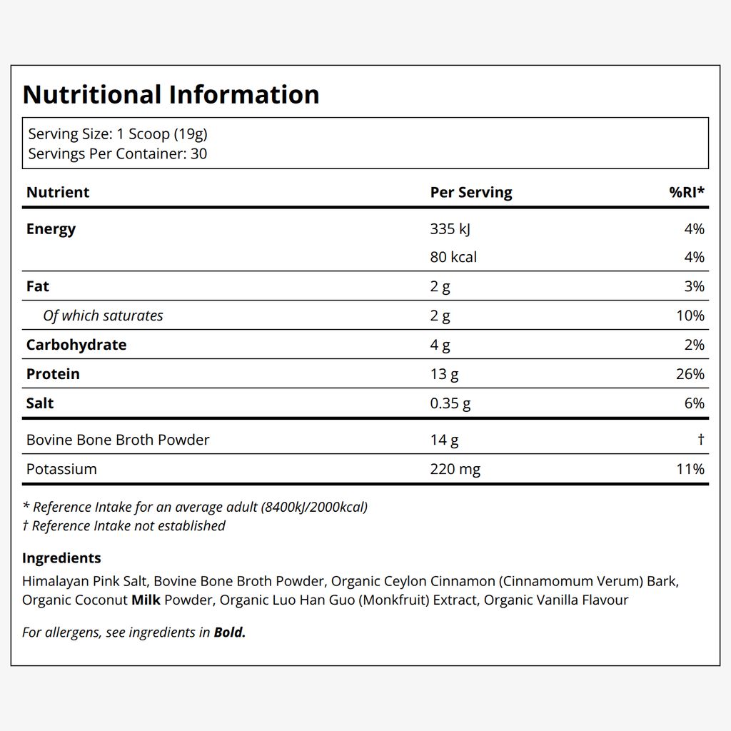 100% Grass Fed Bone Broth Protein Powder - Vanilla - Image 2