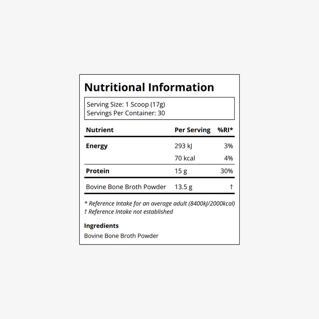 100% Grass Fed Bone Broth Protein Powder - Unflavoured