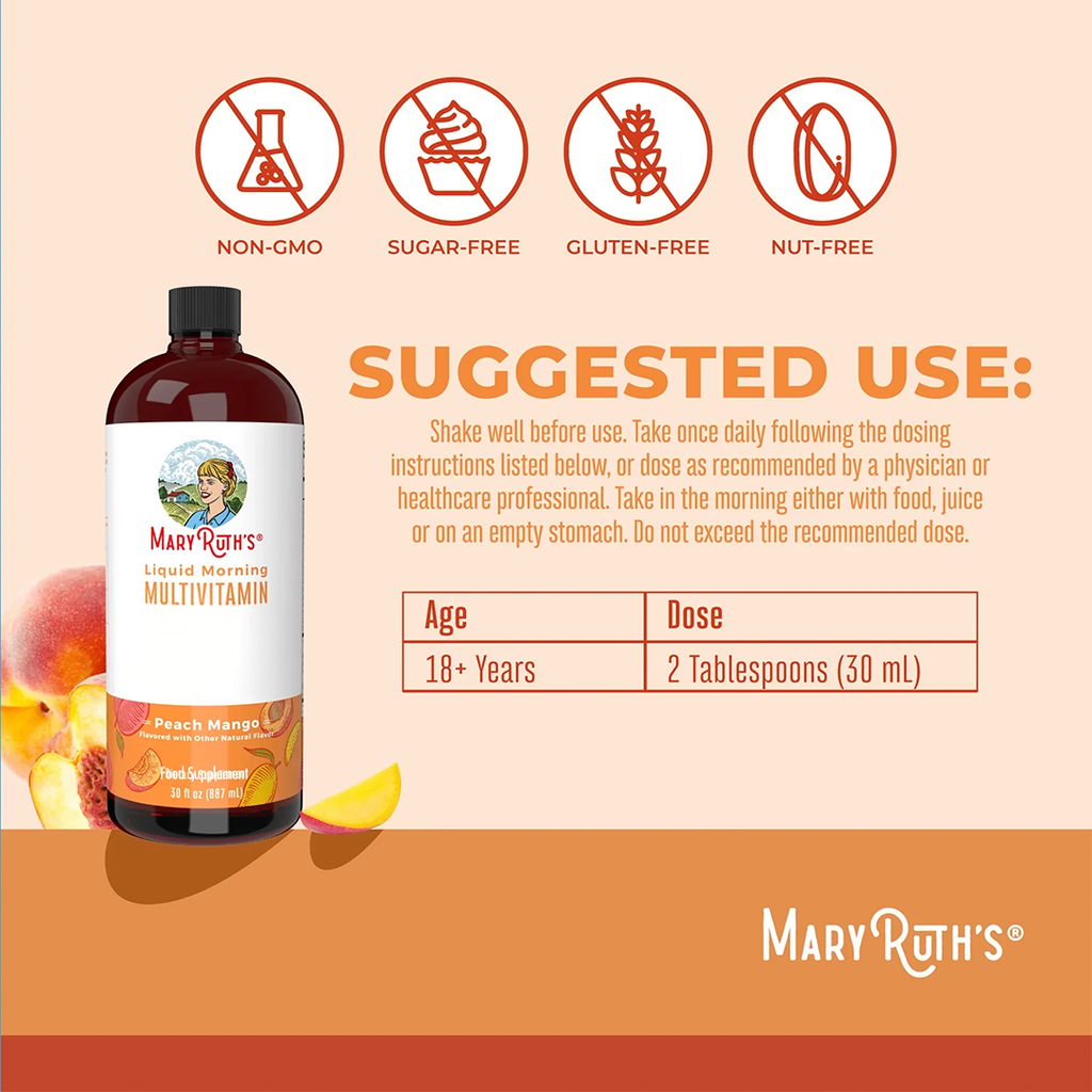 Liquid Morning Multivitamin + Hair Growth - Peach Mango - Image 3