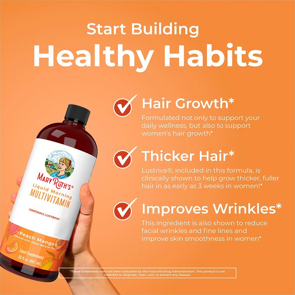 Liquid Morning Multivitamin + Hair Growth - Peach Mango - Image 3