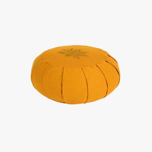 Round Lotus Organic Zafu Buckwheat Cushion - Yellow