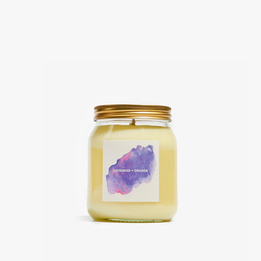 Orange and lavender scented candle