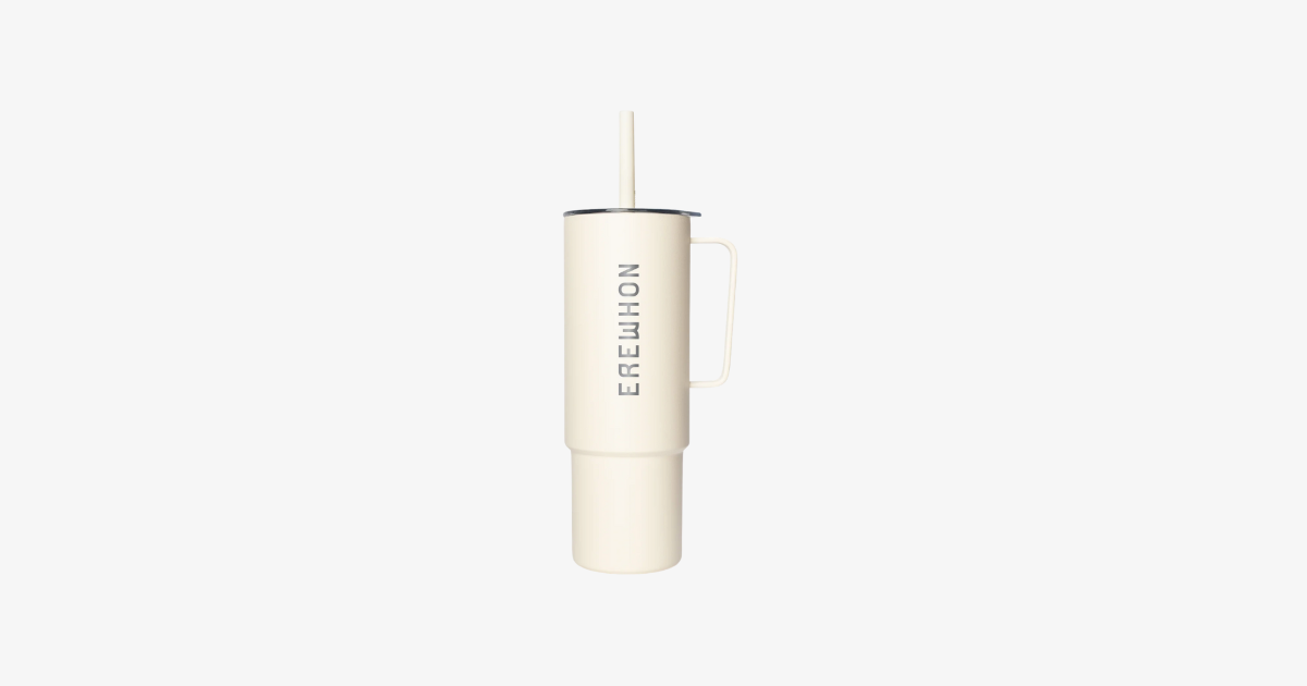 Erewhon All Day Stainless Steel Cup w/ Straw - Sandstone | Healf